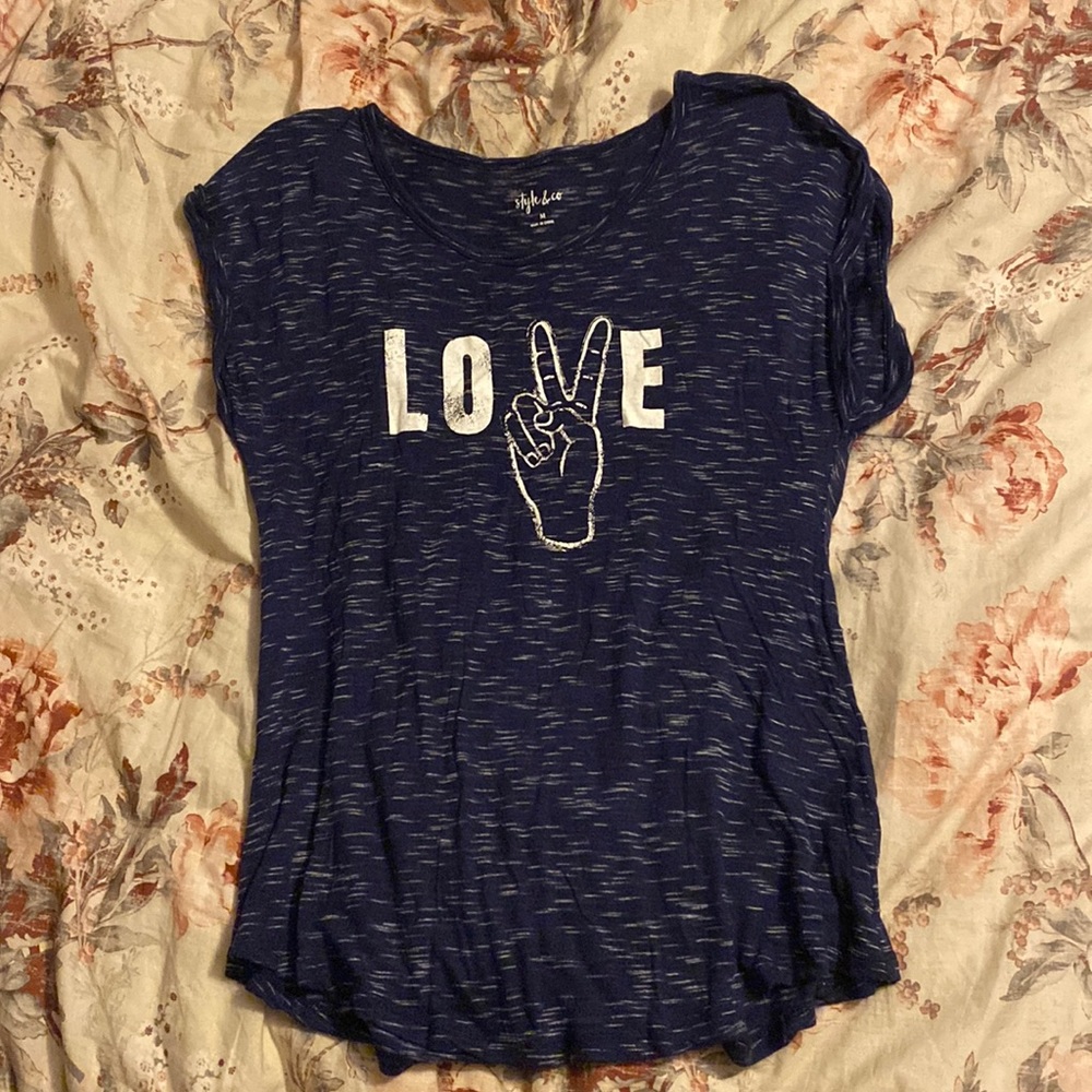 3/$15 Style and Co Peace and Love Tee size medium
